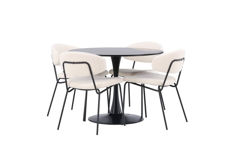 Glade Matgrupp 100 cm Rund med 4 Chico Stolar - Svart - Products - Möbler - Bord & matgrupp - Matgrupp