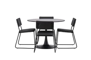 Glade Matgrupp 100 cm Rund med 4 Kenth Stolar - Svart - Products - Möbler - Bord & matgrupp - Matgrupp