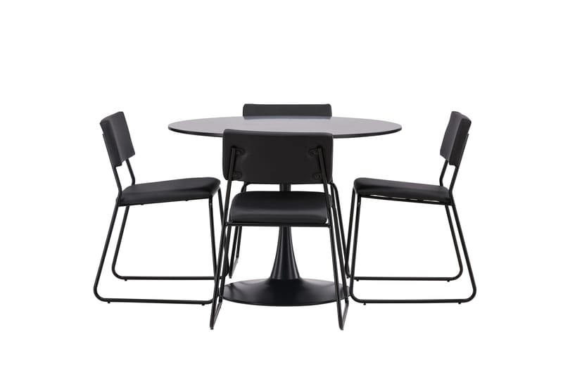 Glade Matgrupp 100 cm Rund med 4 Kenth Stolar - Svart - Products - Möbler - Bord & matgrupp - Matgrupp