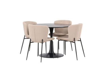 Glade Matgrupp 100 cm Rund med 4 Modesto stolar - Beige - Products - Möbler - Bord & matgrupp - Matgrupp