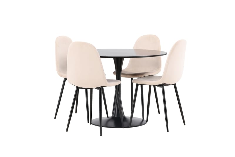 Glade Matgrupp 100 cm Rund med 4 Polar stolar - Beige - Products - Möbler - Bord & matgrupp - Matgrupp
