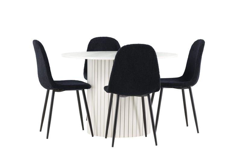 Härön Matgrupp 110 cm Rund med 4 Polar stolar - Vit/Svart - Products - Möbler - Bord & matgrupp - Matgrupp