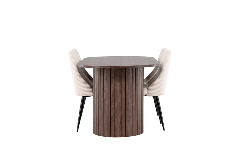 Härön Matgrupp 200 cm Oval med 4 Leone stolar - Mocca/Beige - Products - Möbler - Bord & matgrupp - Matgrupp