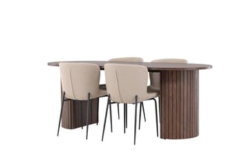 Härön Matgrupp 200 cm Oval med 4 Modesto stolar - Mocca/Beige - Products - Möbler - Bord & matgrupp - Matgrupp