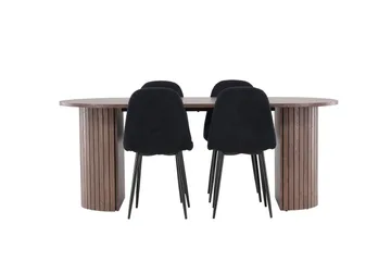 Härön Matgrupp 200 cm Oval med 4 Polar stolar - Mocca/Svart - Products - Möbler - Bord & matgrupp - Matgrupp