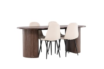 Härön Matgrupp 200 cm Oval med 4 Polar stolar - Mocca/Beige - Products - Möbler - Bord & matgrupp - Matgrupp