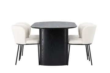 Isolde Matgrupp 180 cm Oval med 4 Edina Stolar - Svart - Products - Möbler - Bord & matgrupp - Matgrupp