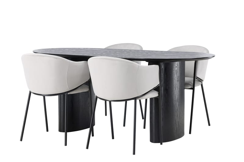 Isolde Matgrupp 180 cm Oval med 4 Evelina stolar - Svart - Products - Möbler - Bord & matgrupp - Matgrupp
