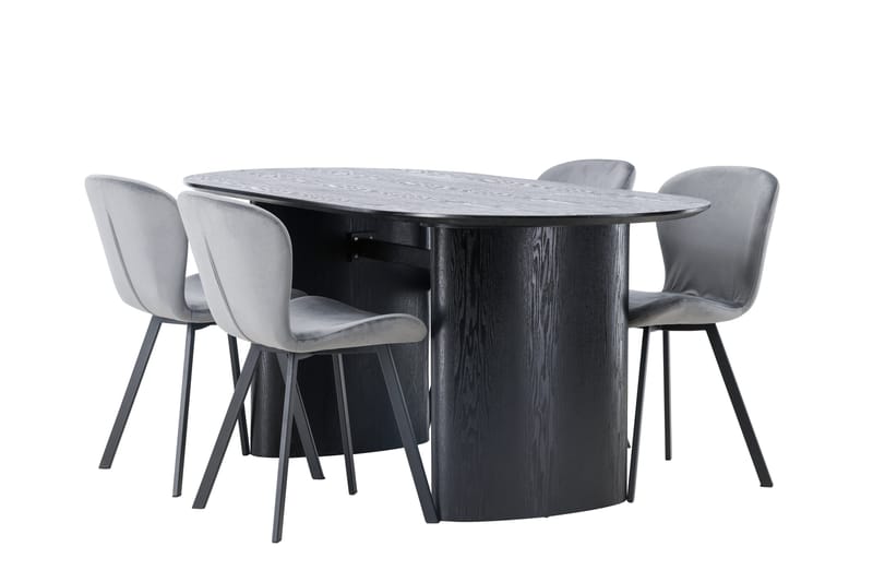 Isolde Matgrupp 180 cm Oval med 4 Lilja stolar - Svart - Products - Möbler - Bord & matgrupp - Matgrupp