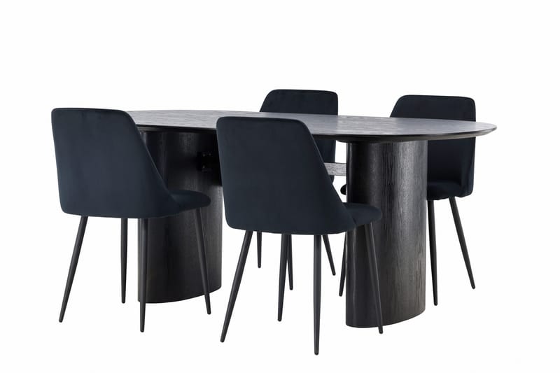 Isolde Matgrupp 180 cm Oval med 4 Night stolar - Svart - Products - Möbler - Bord & matgrupp - Matgrupp
