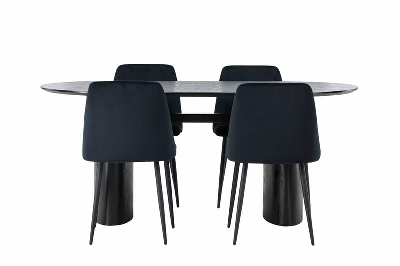 Isolde Matgrupp 180 cm Oval med 4 Night stolar - Svart - Products - Möbler - Bord & matgrupp - Matgrupp