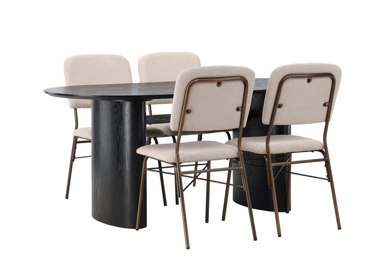 Isolde Matgrupp 180 cm Oval med 4 Seda stolar - Beige - Products - Möbler - Bord & matgrupp - Matgrupp