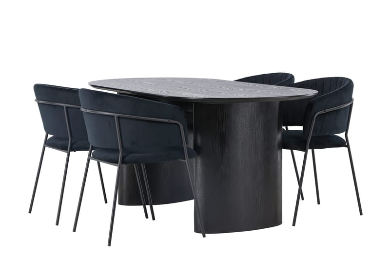 Isolde Matgrupp 180 cm Oval med 4 Selma Stolar - Svart - Products - Möbler - Bord & matgrupp - Matgrupp