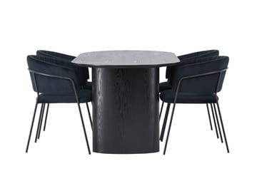 Isolde Matgrupp 180 cm Oval med 4 Selma Stolar - Svart - Products - Möbler - Bord & matgrupp - Matgrupp