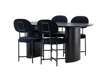 Isolde Matgrupp 180 cm Oval med 4 Stella stolar - Svart - Products - Möbler - Bord & matgrupp - Matgrupp