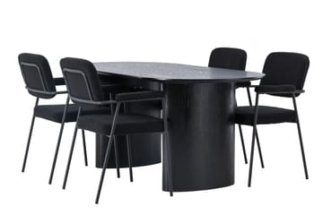 Isolde Matgrupp 180 cm Oval med 4 Yesterday stolar - Svart - Products - Möbler - Bord & matgrupp - Matgrupp