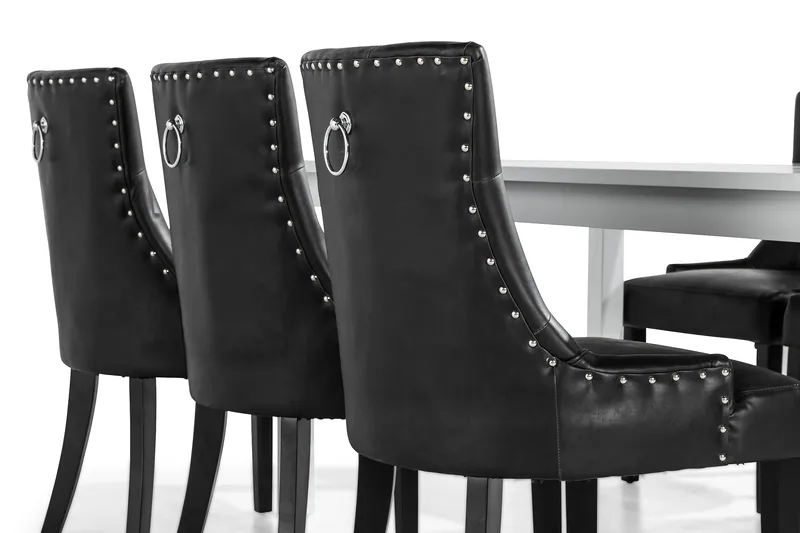 Jasmin Matgrupp med 6 Tuva Fåtölj - Vit/Svart PU - Products - Möbler - Bord & matgrupp - Matgrupp