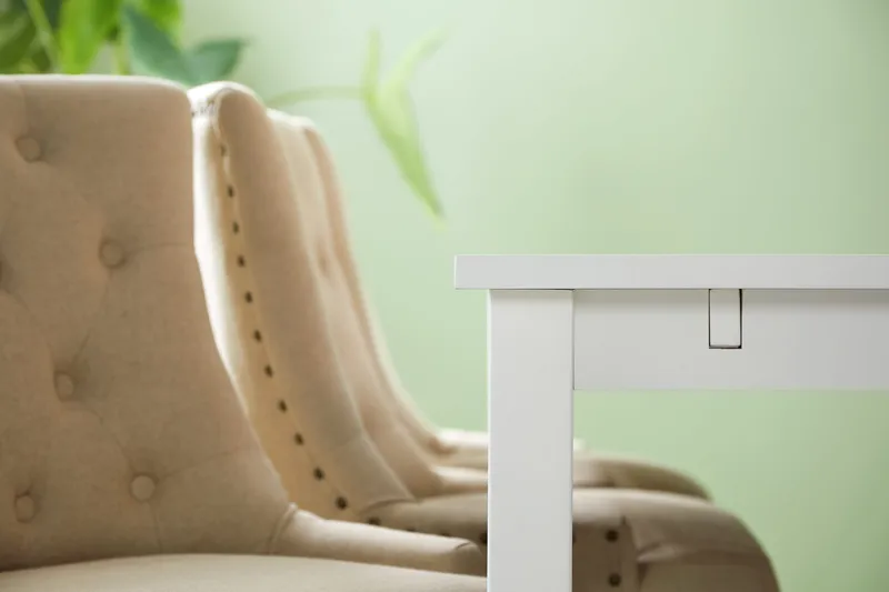 Jasmin Matgrupp Vit med 6 st Viktoria Fåtöljer - Beige/Vintageben - Products - Möbler - Bord & matgrupp - Matgrupp