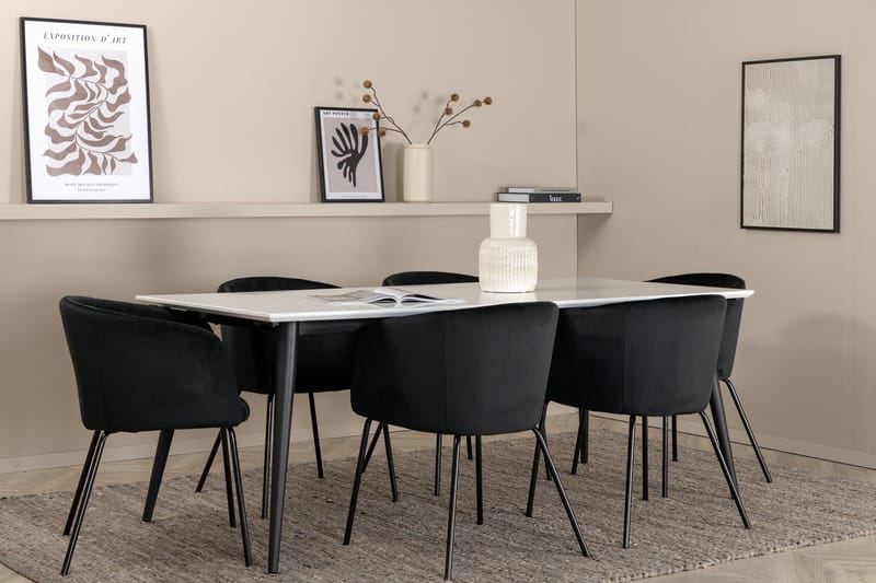 Jimmy Matgrupp 195 cm Rektangulär med 6 Berit stolar - Svart - Products - Möbler - Bord & matgrupp - Matgrupp