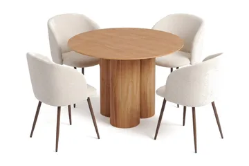 Juno Matgrupp runt 110 cm Ek med 4 Greya Matstolar - Ek - Products - Möbler - Bord & matgrupp - Matgrupp