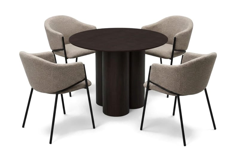 Juno Matgrupp runt 110 cm Rökt Ek med 4 Filip Matstolar - Rökt ek - Products - Möbler - Bord & matgrupp - Matgrupp