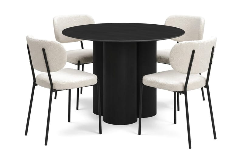 Juno Matgrupp runt 110 cm Svart med 4 Gemmiano Matstolar - Svart - Products - Möbler - Bord & matgrupp - Matgrupp