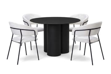 Juno Matgrupp runt 110 cm Svart med 4 Karol Matstolar - Svart - Products - Möbler - Bord & matgrupp - Matgrupp