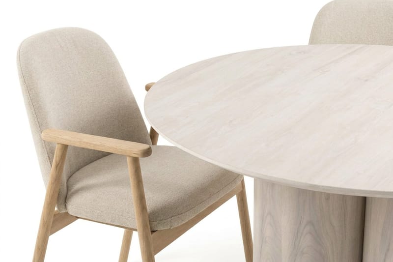 Juno Matgrupp runt 110 cm Vitlaserad med 4 Reciclar Matstolar - Vitlaserad - Products - Möbler - Bord & matgrupp - Matgrupp