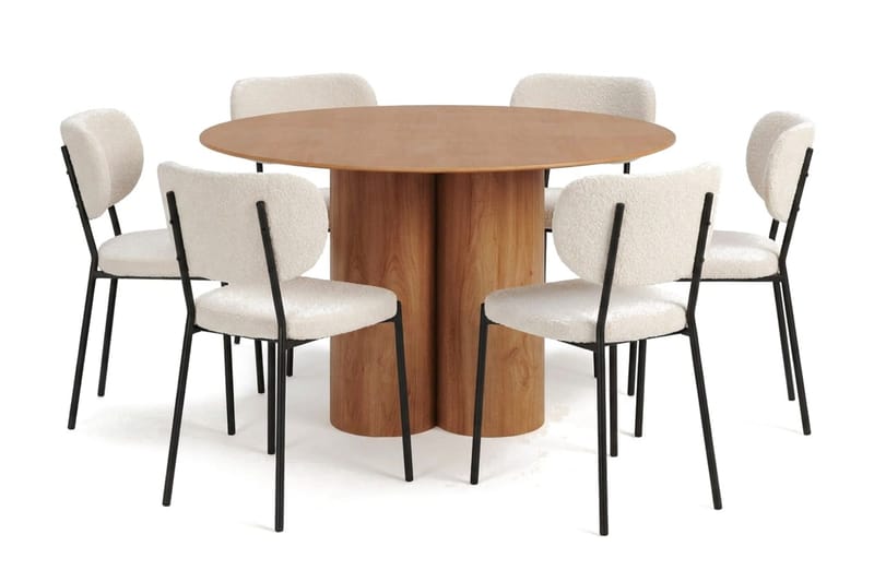 Juno Matgrupp runt 130 cm Ek med 6 Gemmiano Matstolar - Ek - Products - Möbler - Bord & matgrupp - Matgrupp