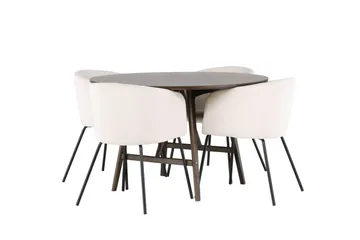 Kaseidon Matgrupp 100 cm Rund med 4 Berit stolar - Beige - Products - Möbler - Bord & matgrupp - Matgrupp