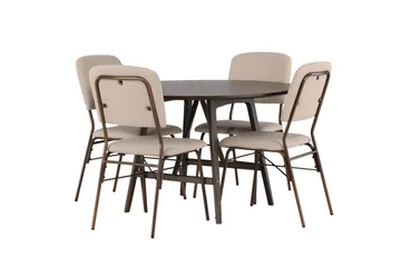 Kaseidon Matgrupp 100 cm Rund med 4 Seda stolar - Beige - Products - Möbler - Bord & matgrupp - Matgrupp