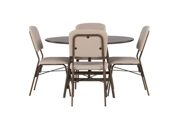 Kaseidon Matgrupp 100 cm Rund med 4 Seda stolar - Beige - Products - Möbler - Bord & matgrupp - Matgrupp