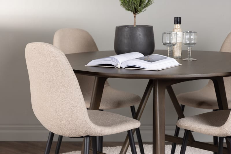 Kaseidon Matgrupp 100 cm Rund med 4 Polar stolar - Beige - Products - Möbler - Bord & matgrupp - Matgrupp