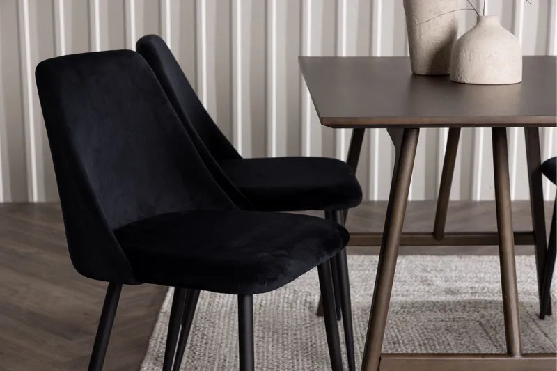 Kaseidon Matgrupp 120 cm Rektangulär med 4 Night stolar - Svart - Products - Möbler - Bord & matgrupp - Matgrupp