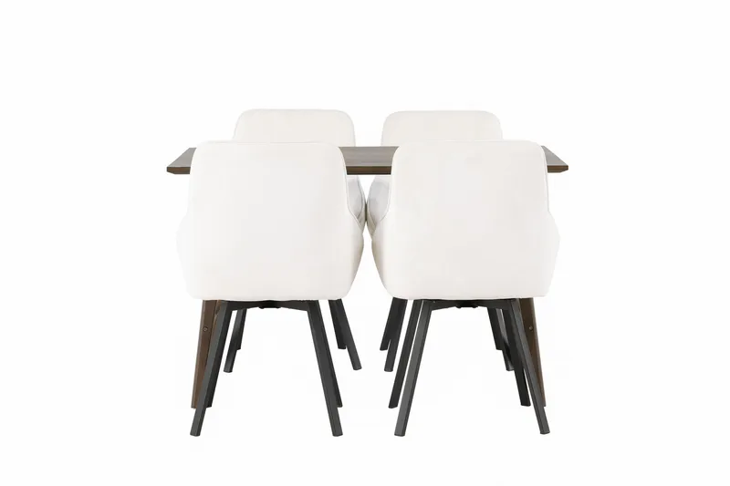 Kaseidon Matgrupp 120 cm Rektangulär med 4 Rosie stolar, Beige