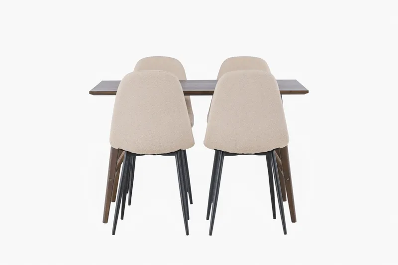 Kaseidon Matgrupp 120 cm Rektangulär med 4 Polar stolar, Beige