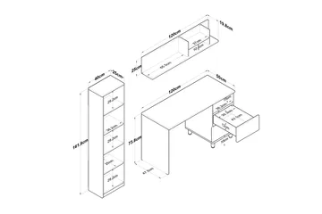 Eireann Skrivbord 50x120 cm - Valnöt/Vit - Products - Möbler - Bord & matgrupp - Kontorsbord - Datorbord
