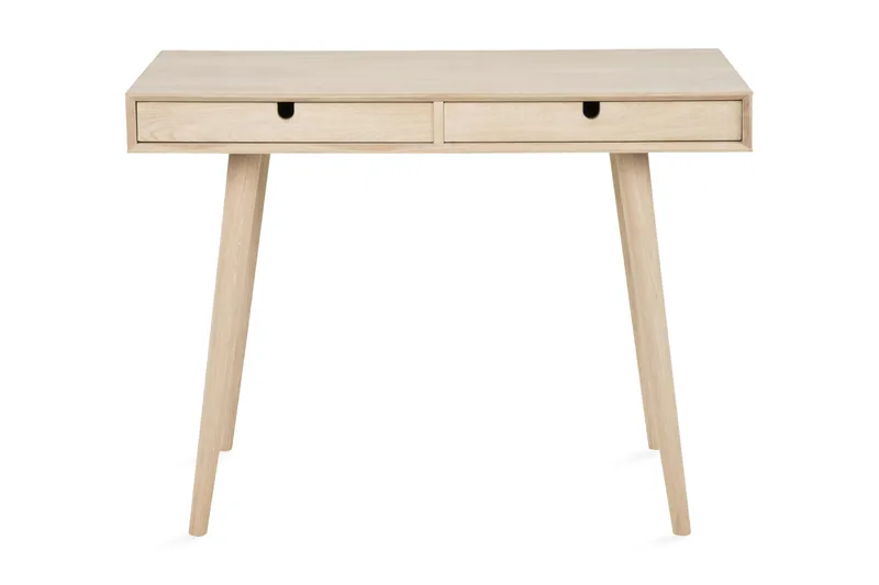 Myrviken Skrivbord 100 cm med Förvaring 2 Lådor, Vitlaserad Ek