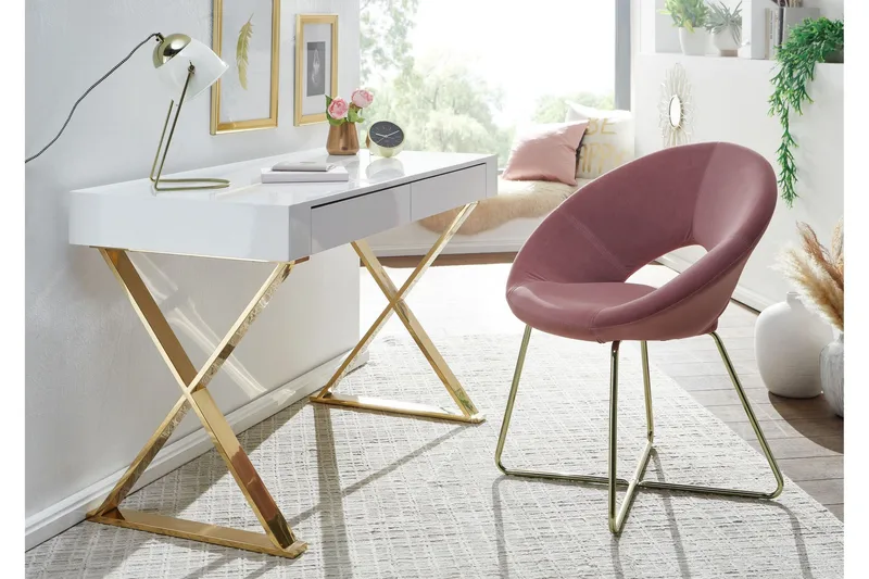 Willowdale Skrivbord 118 cm med Förvaring 2 Lådor - Vit/Guld - Products - Möbler - Bord & matgrupp - Kontorsbord - Datorbord