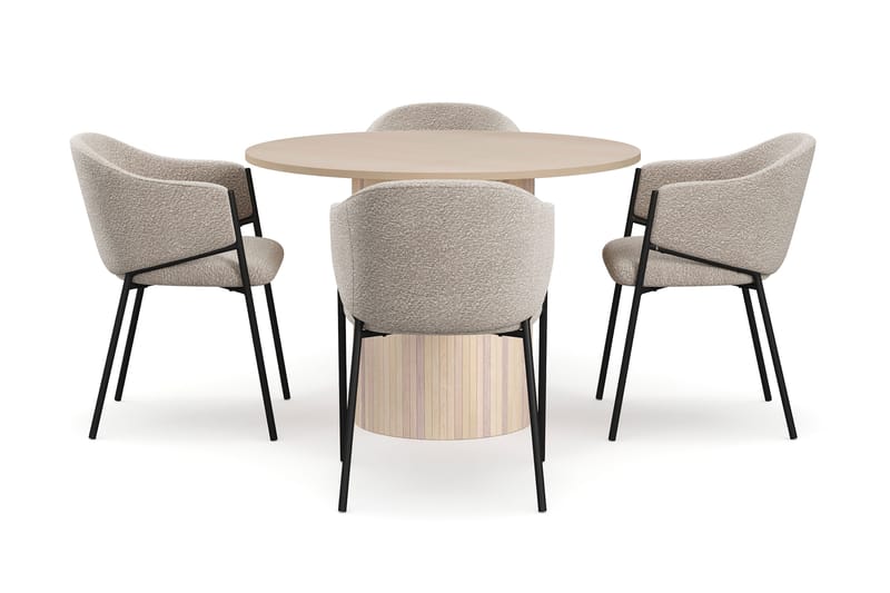 Kopparbo Matbord 106 cm med 4 Filip Matstolar - White / Taupe Bouclé - Products - Möbler - Bord & matgrupp - Matgrupp
