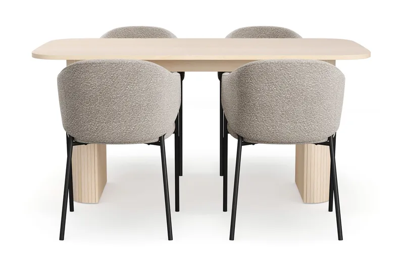 Kopparbo Matbord 160 cm med 4 Filip Matstolar - White / Taupe Bouclé - Products - Möbler - Bord & matgrupp - Matgrupp