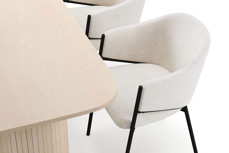 Kopparbo Matbord 160 cm med 4 Filip Matstolar - White / Vit Bouclé - Products - Möbler - Bord & matgrupp - Matgrupp