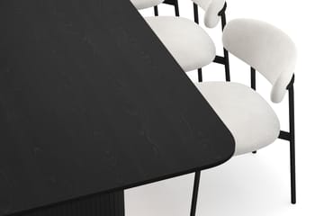 Kopparbo Matbord 180-240 cm Förlängningsbart med 6 Lucy Matstolar - Svart / Vit Bouclé / Metallben Svart - Products - Möbler - Bord & matgrupp - Matgrupp