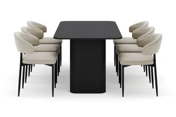 Kopparbo Matbord 180-240 cm Förlängningsbart med 6 Sawako Stolar - Svart - Products - Möbler - Bord & matgrupp - Matgrupp