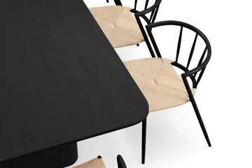 Kopparbo Matbord 200-260 cm Förlängningsbart med 8 Winston Matstolar - Svart / Beige / Metallben Svart - Products - Möbler - Bord & matgrupp - Matgrupp