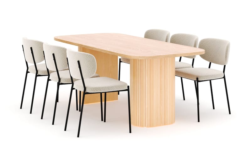 Kopparbo Matbord 200 cm med 6 Gemmiano Stolar, Natur