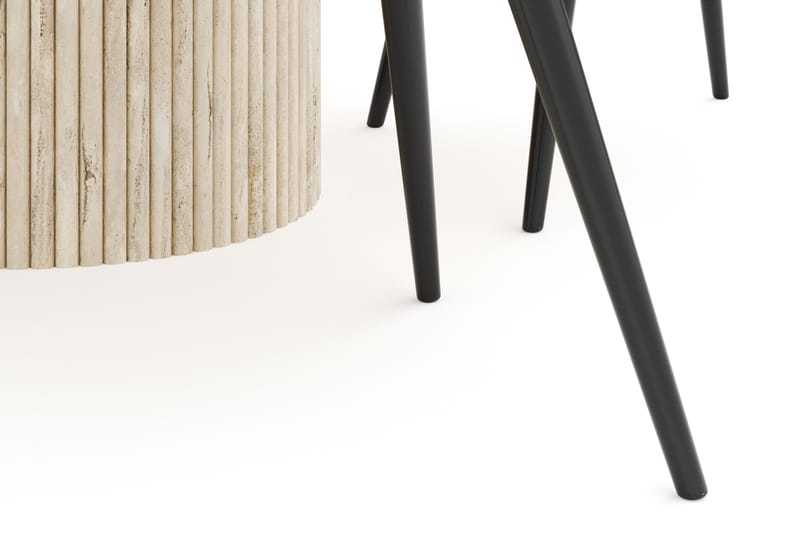 Kopparbo Matgrupp 120 cm Rund med 4 Valeri Sammetsstolar - Travetin - Products - Möbler - Bord & matgrupp - Matgrupp