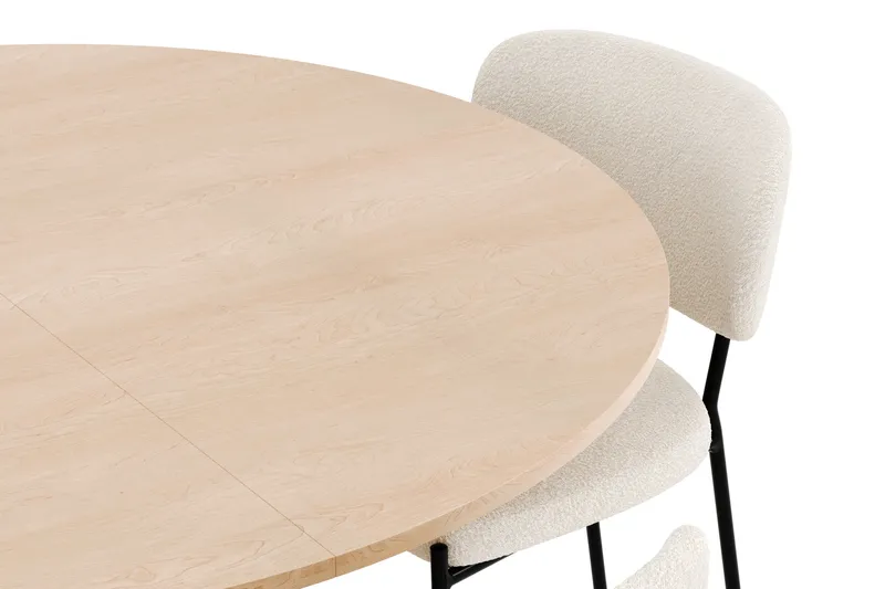 Kopparbo Matgrupp 130 cm Rund Förlängningsbart med 4 Gemmiano Matstolar - Whitewash - Products - Möbler - Bord & matgrupp - Matgrupp