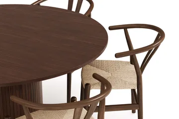 Kopparbo Matgrupp 150 cm Rund med 6 Dastoori Matstolar - Valnöt - Products - Möbler - Bord & matgrupp - Matgrupp