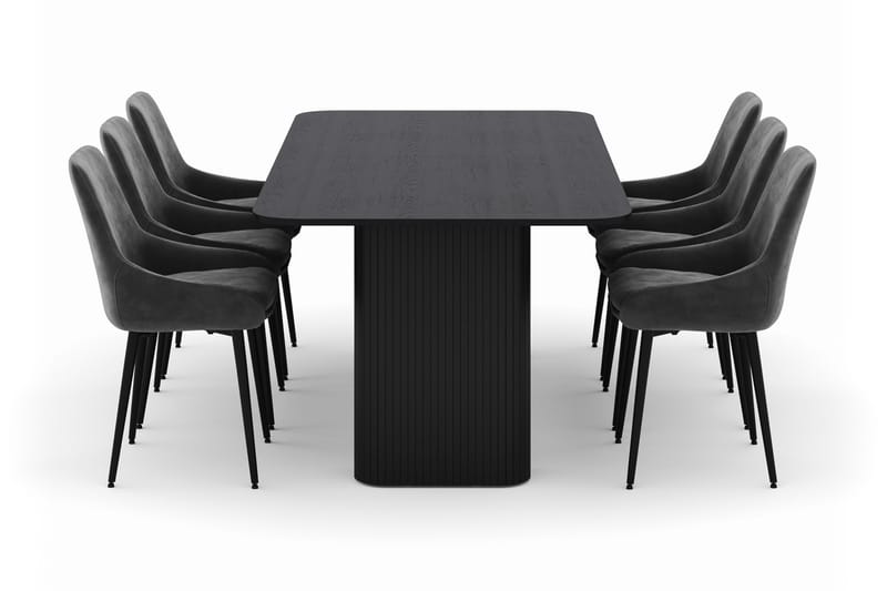 Kopparbo Matgrupp 200-206cm med 6 Alsarp Matstolar - Svart - Products - Möbler - Bord & matgrupp - Matgrupp